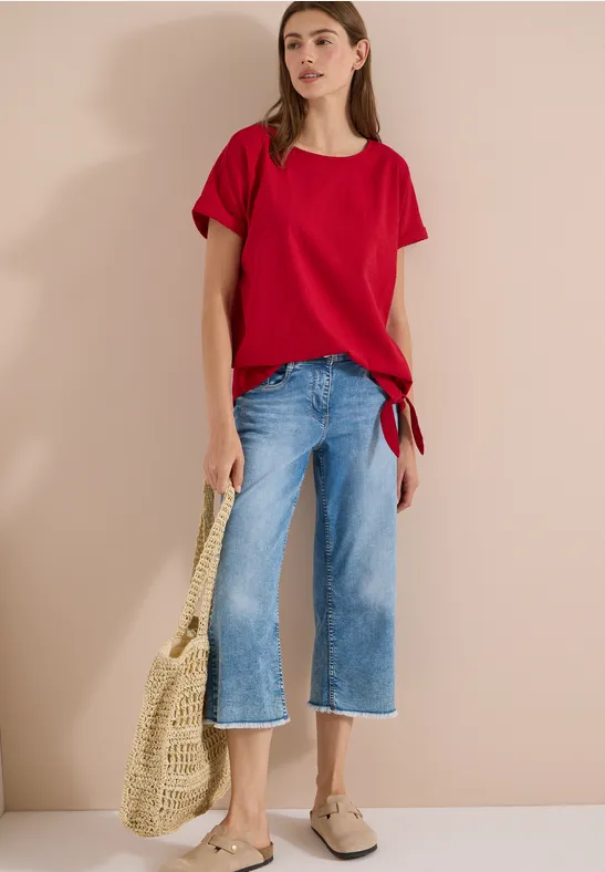 Kurzarm-Blusenshirt mit Knotendetail