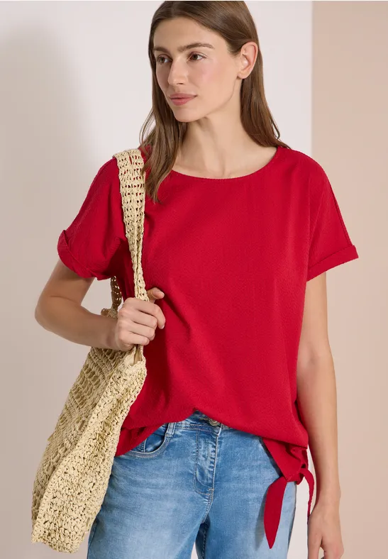 Kurzarm-Blusenshirt mit Knotendetail