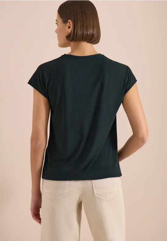 V-Ausschnitt T-Shirt mit Ausbrennermuster