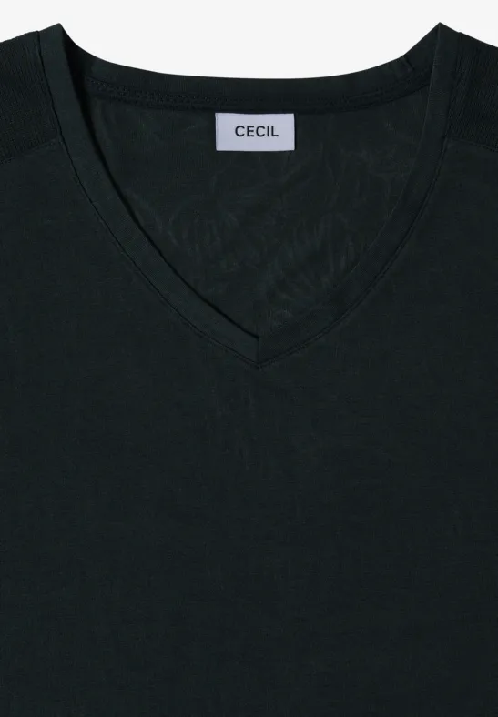 V-Ausschnitt T-Shirt mit Ausbrennermuster