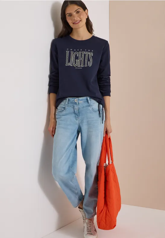 Grafik-Sweatshirt mit Tunnelzug-Saum