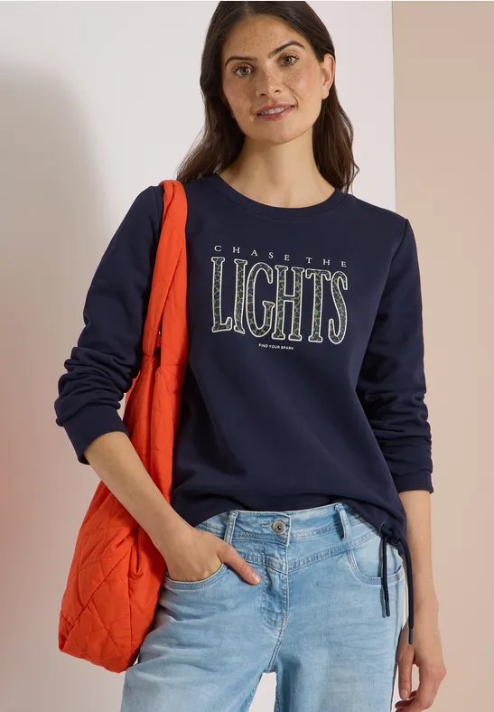 Grafik-Sweatshirt mit Tunnelzug-Saum