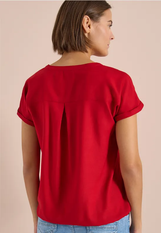 Lässige Kurzarmbluse mit Split-Neck