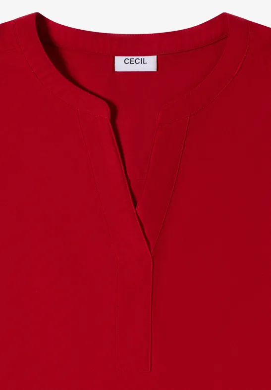 Lässige Kurzarmbluse mit Split-Neck