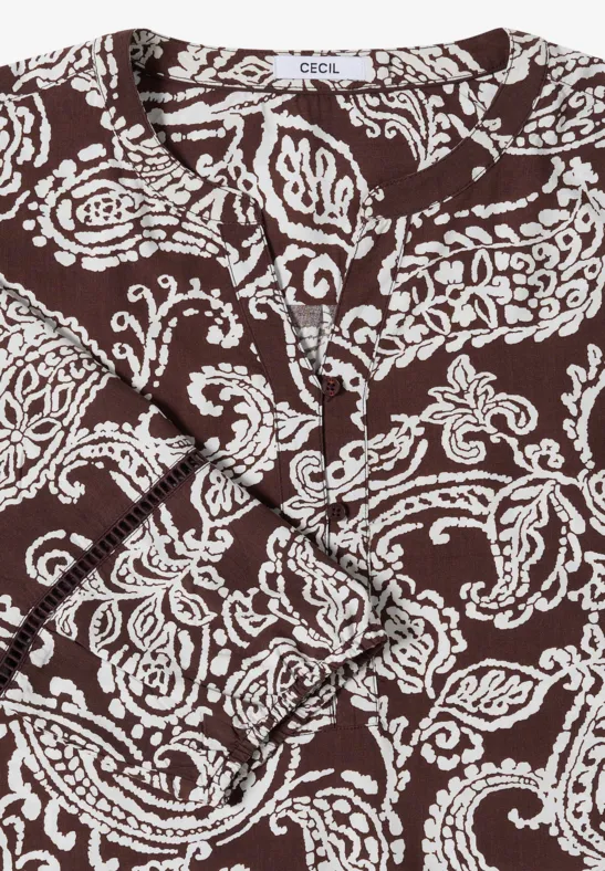 Paisley-Tunika mit geschlitztem Ausschnitt