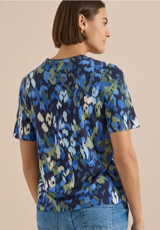 Bedrucktes Shirt mit Tunika-Ausschnitt