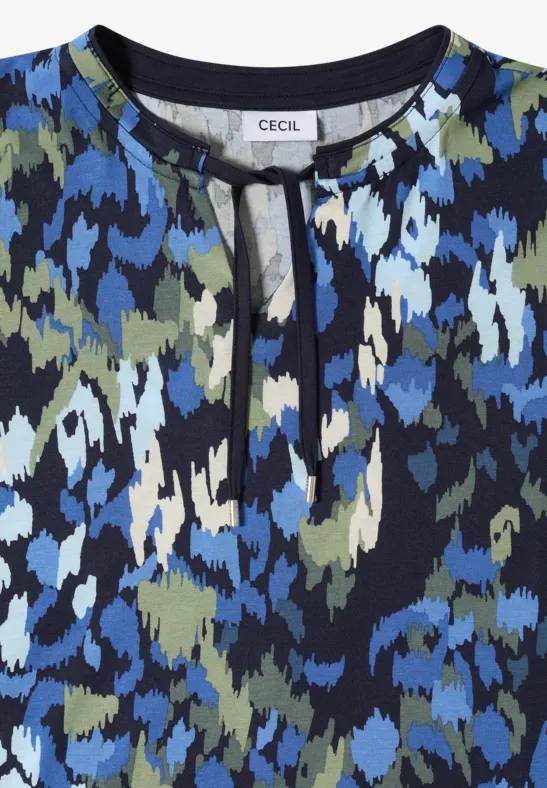 Bedrucktes Shirt mit Tunika-Ausschnitt