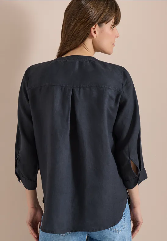 Leinentunika mit Split-Neck-Ausschnitt