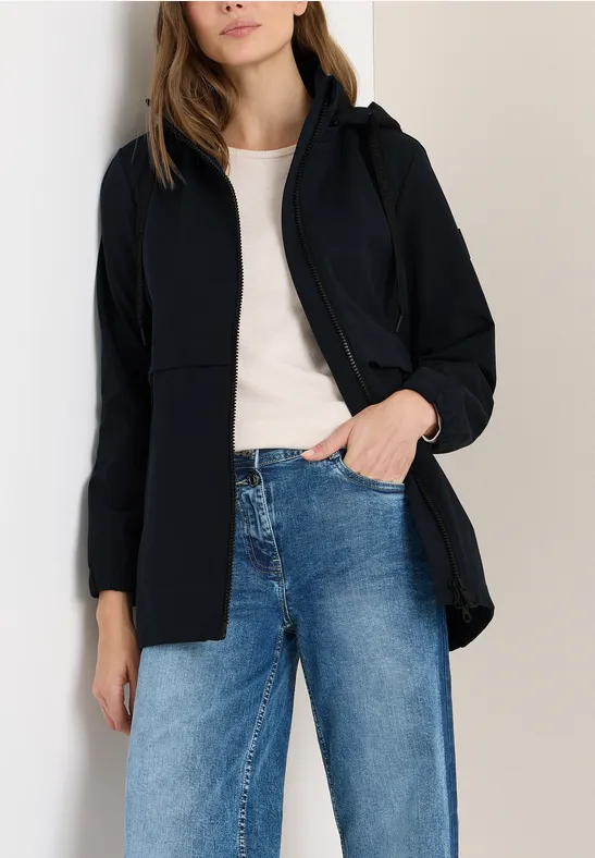 Kurze Trench-Jacke mit Kapuze