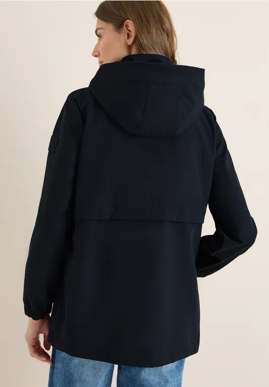 Kurze Trench-Jacke mit Kapuze