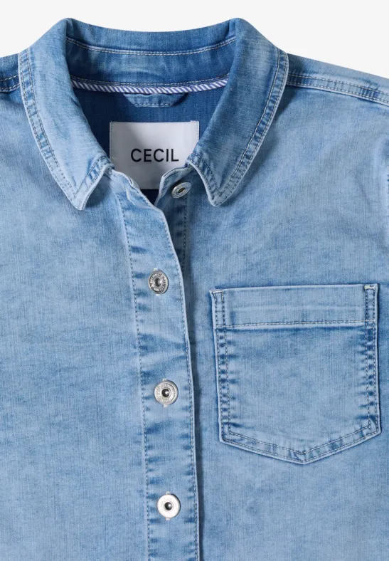 Kurzarm-Jeansovershirt mit Brusttasche