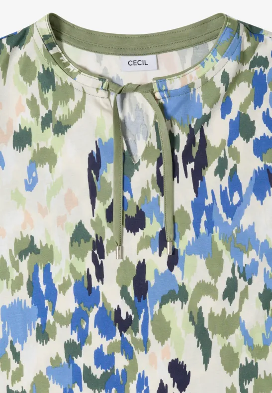T-Shirt mit Grafikprint und Split-Neck