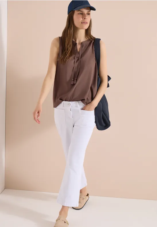 Ärmelloses Blusentop mit Split-Neck