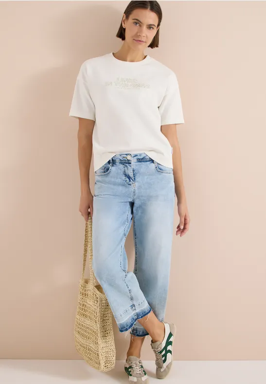Besticktes Kurzarm-Sweatshirt