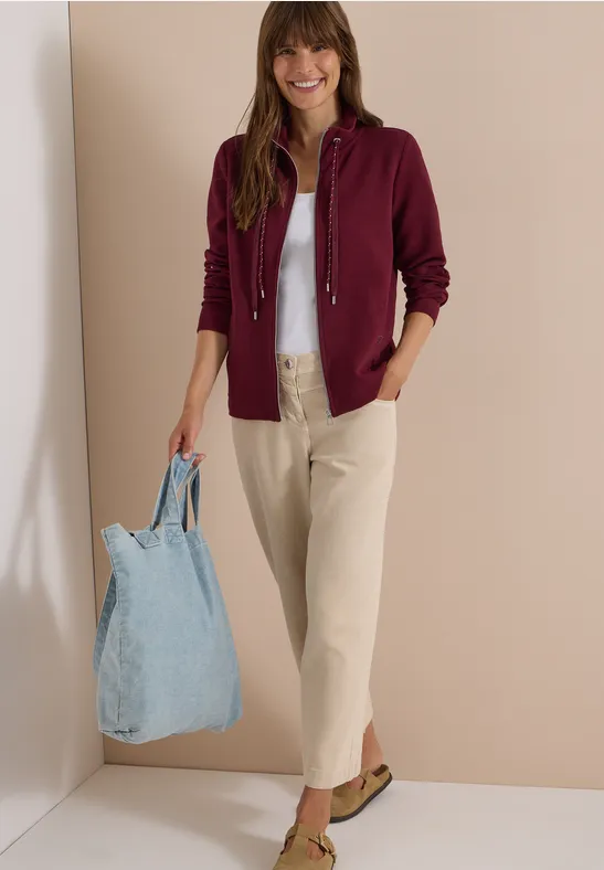 Struktur-Sweatjacke mit Tunnelzug