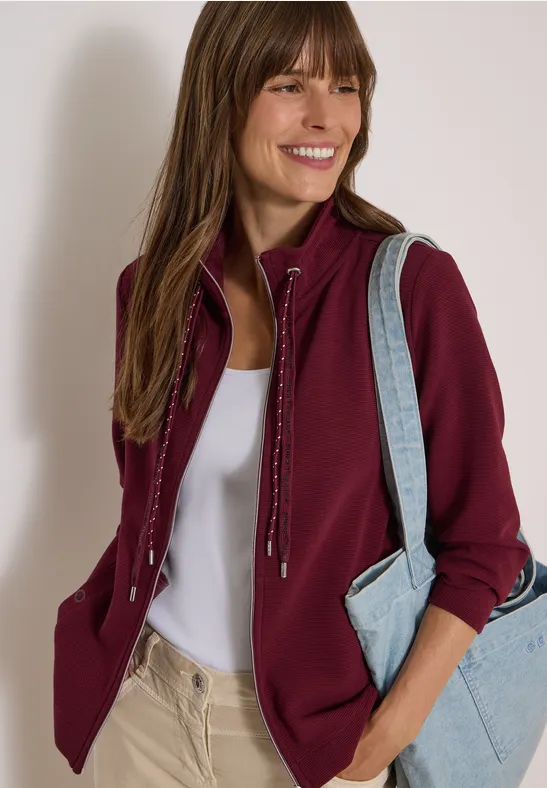 Struktur-Sweatjacke mit Tunnelzug