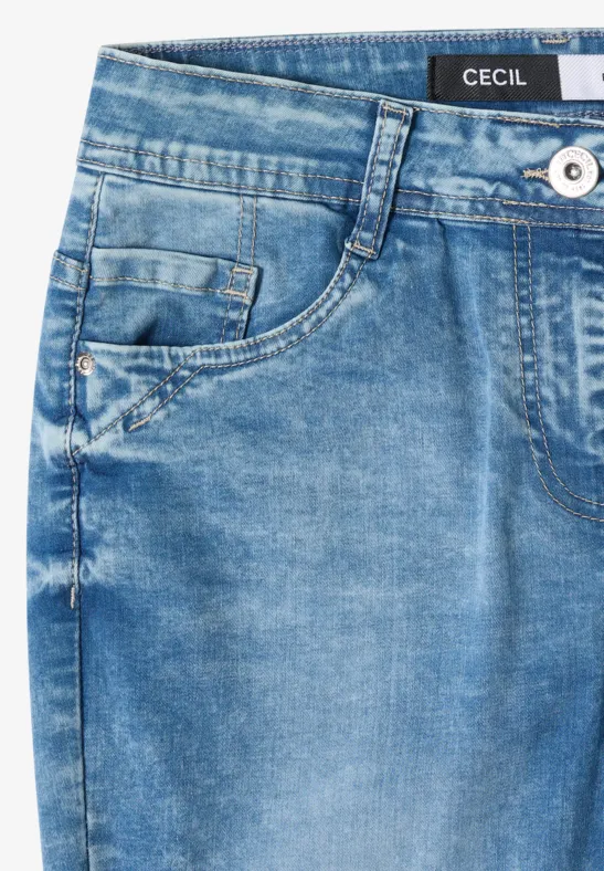 Schmale High-Waist Denim Shorts