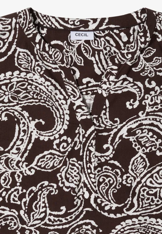 Paisley-Print Bluse mit Split-Neck