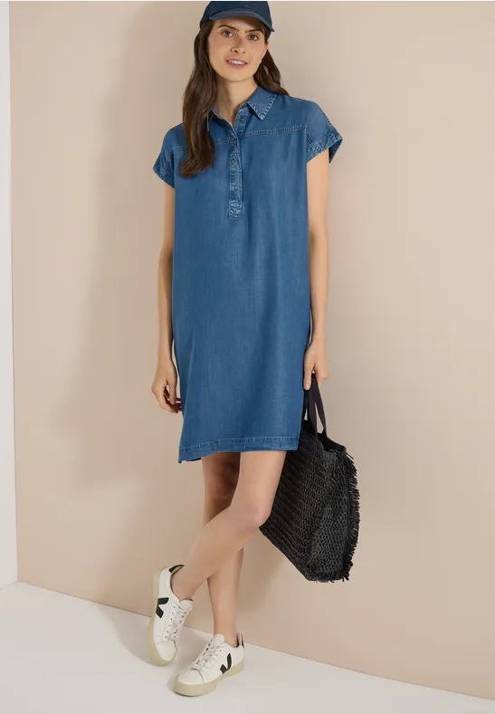 Lässiges Hemdblusenkleid in Denim-Optik