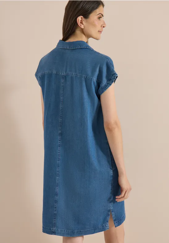 Lässiges Hemdblusenkleid in Denim-Optik