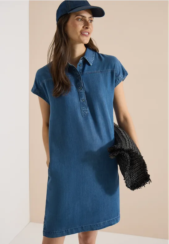 Lässiges Hemdblusenkleid in Denim-Optik