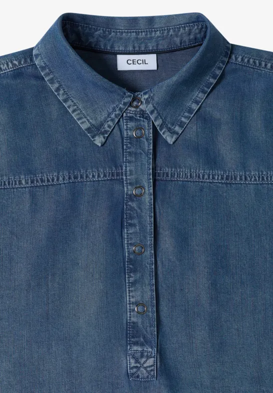 Lässiges Hemdblusenkleid in Denim-Optik