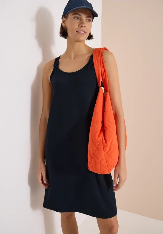 Knielanges Jerseykleid mit Knotendetail