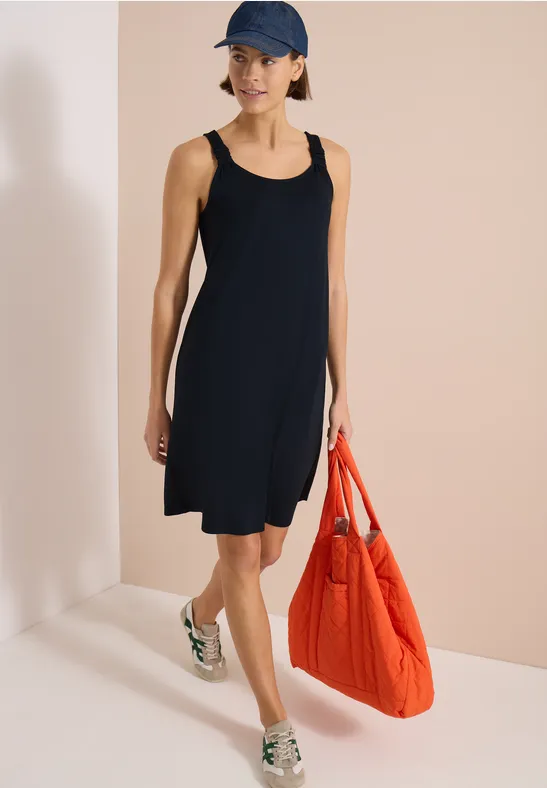 Knielanges Jerseykleid mit Knotendetail