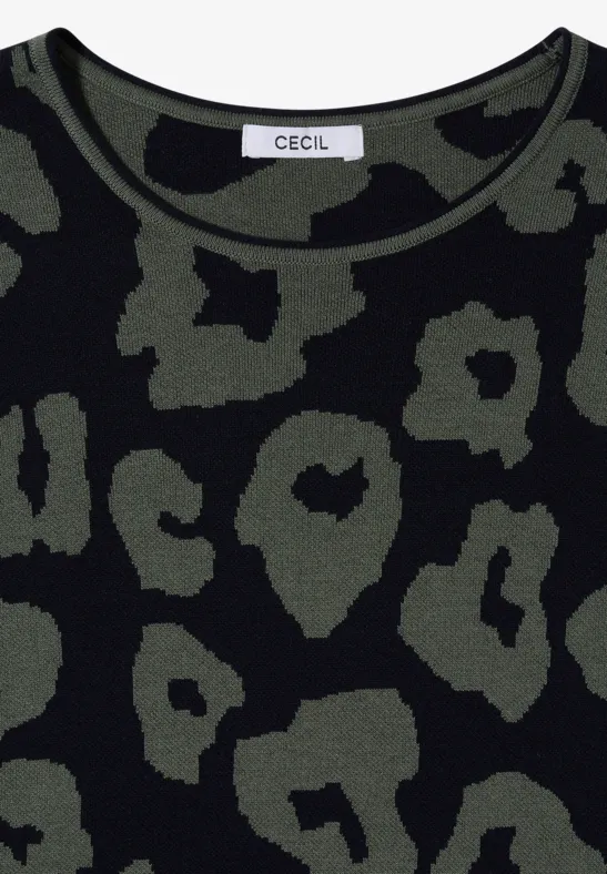 Rundhals-Pullover mit Leopardenmuster