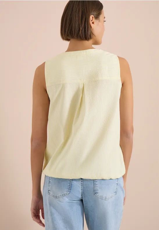 Ärmelloses Seersucker-Top mit Split-Neck