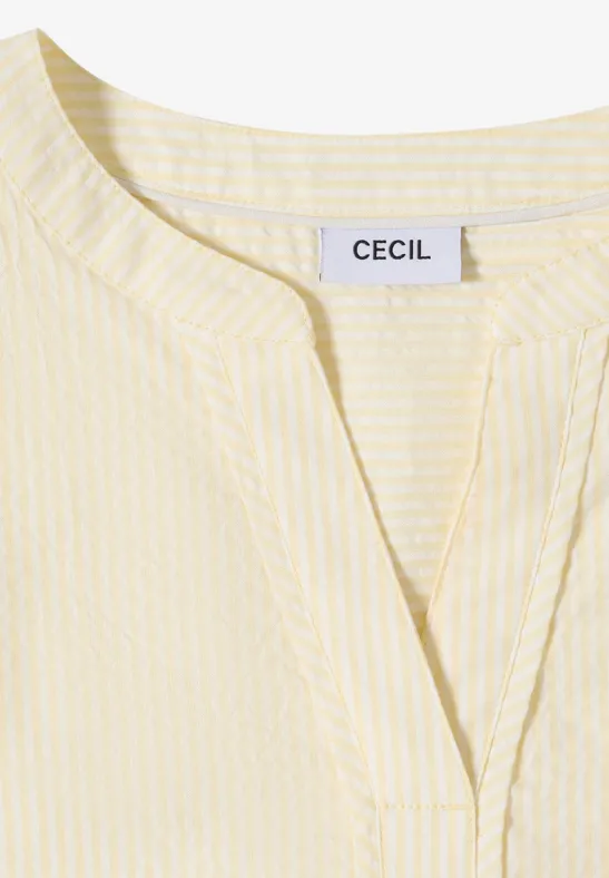 Ärmelloses Seersucker-Top mit Split-Neck