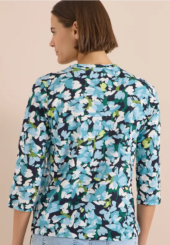 Shirt mit Blumendruck und Tunnelzug