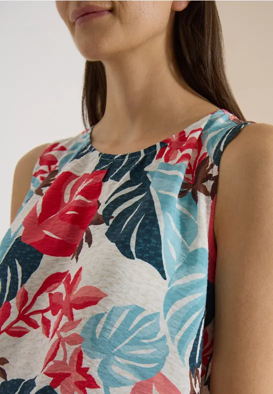 Ärmelloses Top mit Blätterprint
