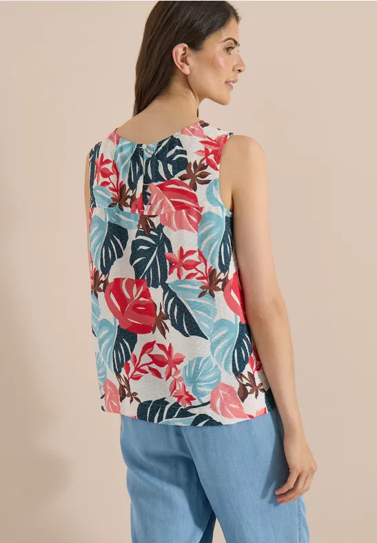 Ärmelloses Top mit Blätterprint