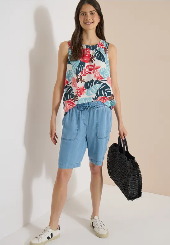 Ärmelloses Top mit Blätterprint