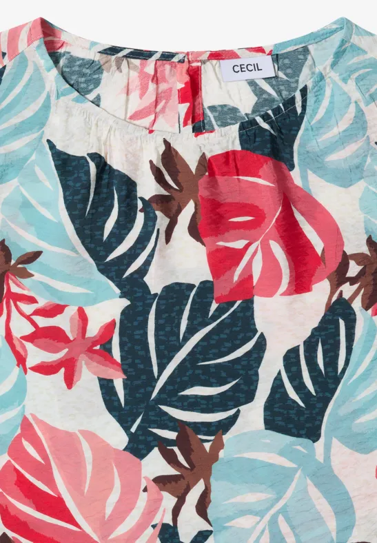 Ärmelloses Top mit Blätterprint