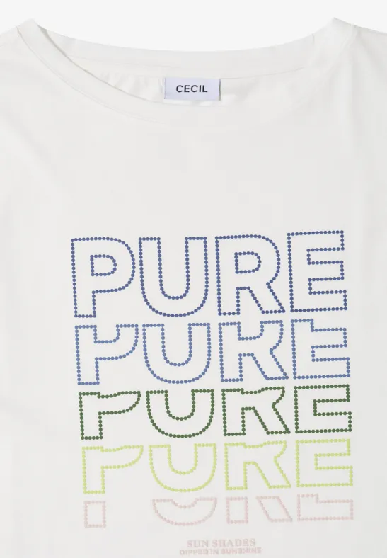 Slogan T-Shirt mit U-Boot-Ausschnitt