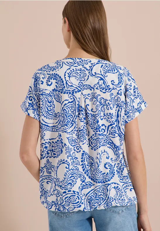 Paisley-Print Bluse mit Split Neck