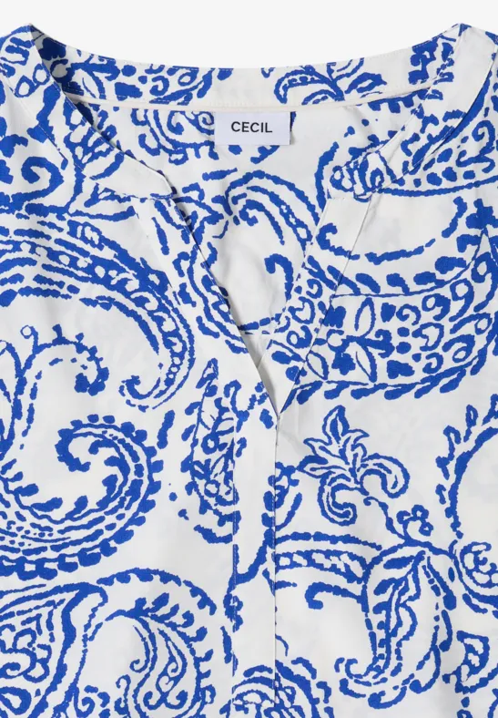 Paisley-Print Bluse mit Split Neck