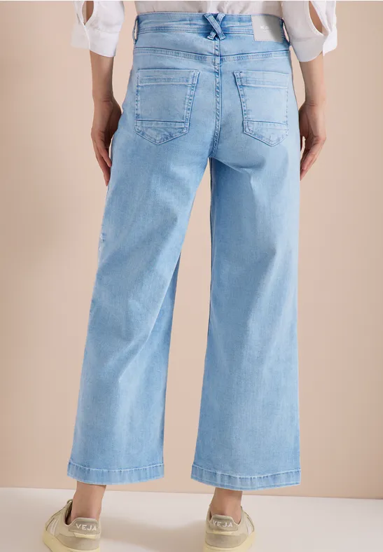 Wide-Leg-Jeans mit Stickerei-Detail