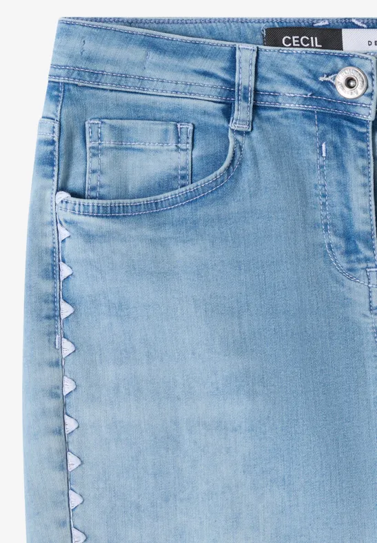 Wide-Leg-Jeans mit Stickerei-Detail