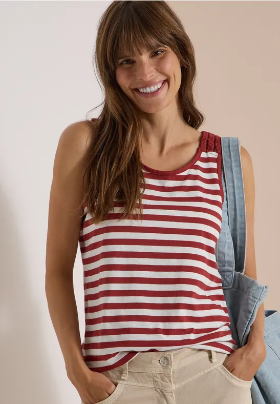 Gestreiftes Jerseytop mit geflochtenen Trägern