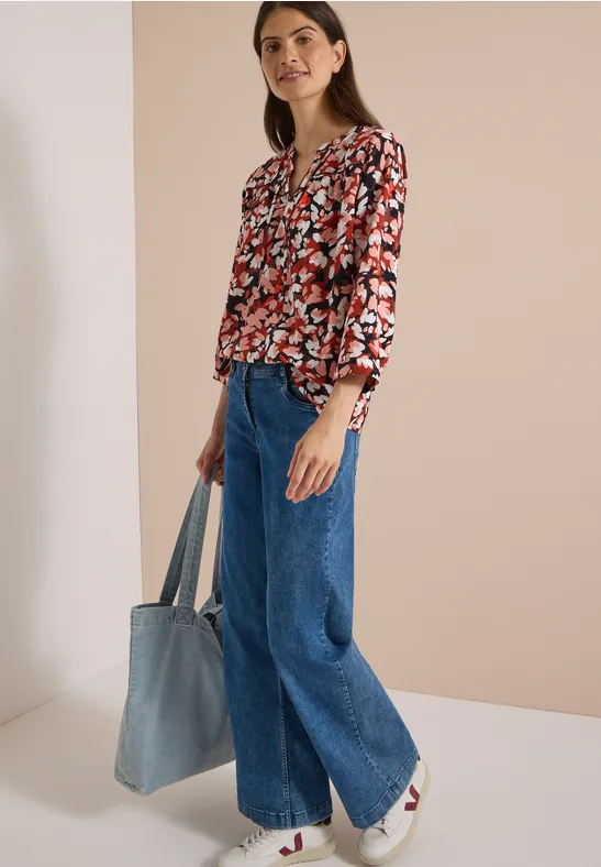 Luftige Tunika-Bluse mit Blumenprint