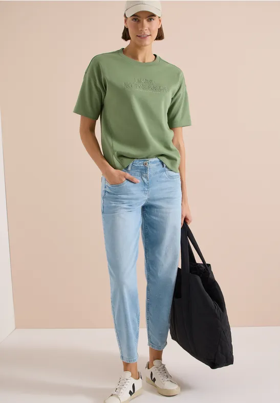 Kurzarm-Sweatshirt mit Stickerei