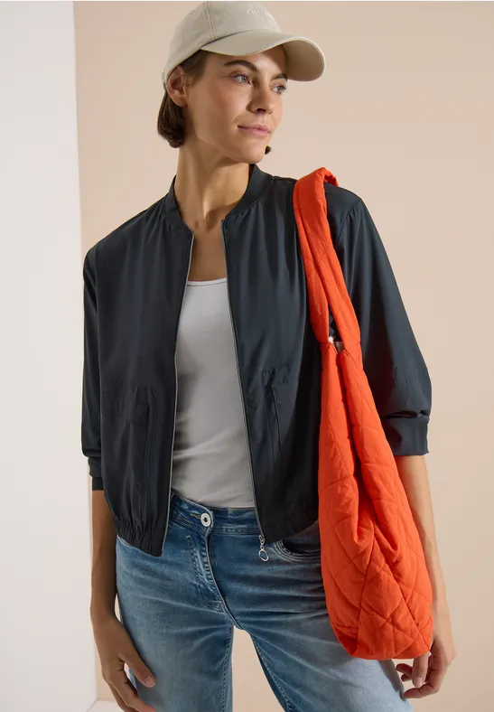Leichter einfarbiger Blouson mit Reißverschluss