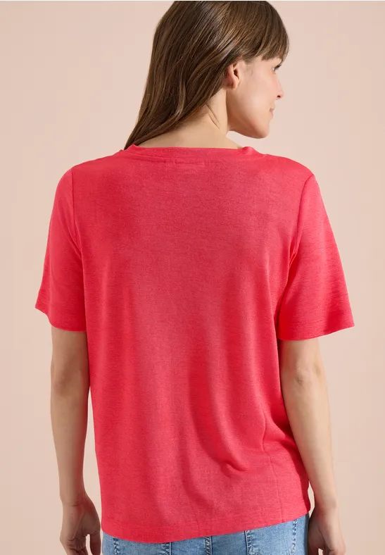 T-Shirt in Leinen-Optik mit Print