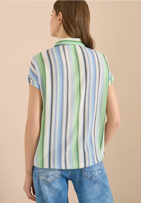 Gestreifte Hemdbluse mit Frontknoten