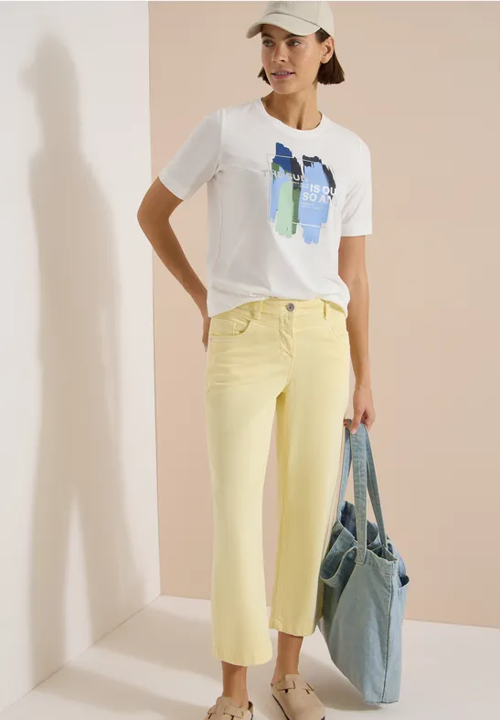 Baumwoll-T-Shirt mit abstraktem Frontprint