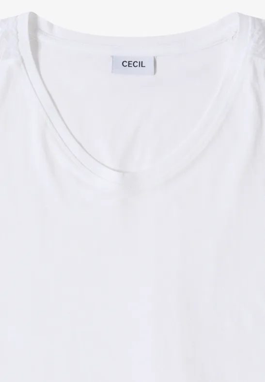 V-Shirt mit Spitzenbesatz an Schultern