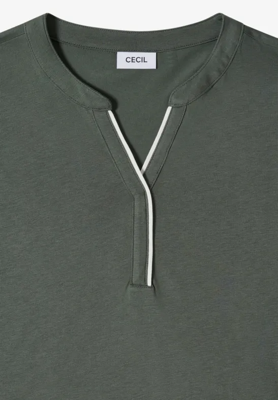 T-Shirt mit Split Neck aus Modal-Mix